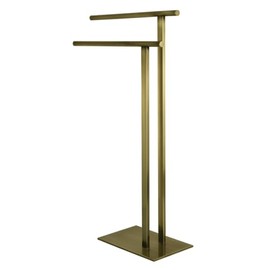 Kingston Brass SCC6033 Edenscape 32-7/16" Freestanding Pedestal 2-Tier L-Shape Towel Rack, 17-13/16'' (L) x 7-7/8'' (W) x 32-7/16'' (H), Antique Brass