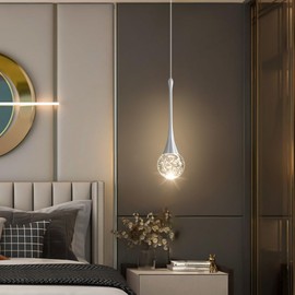 cenzoz Modern Pendant Lights for Kitchen Island LED Dimmable Crystal Glam Ceiling Pendant Lighting for Dining Room Hallway Bedroom Corner Lamp Brushed Nickel