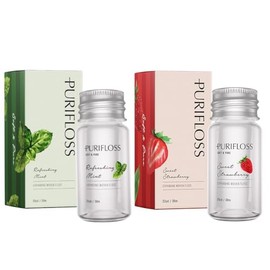 Purifloss Hilo Dental Tejido Expansible Premium - Libre De Ptfe Y Pfas - Dúo Refrescante De Menta Y Fresa Dulce - Recomendado Por Dentista - Apto