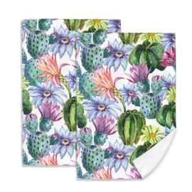 YESPOAK Hand Towels Set of 2, 18x 24 Inch Watercolour Cactus Flower Bathroom Towel Soft Absorbent Kitchen Hotel Spa Gym Towel Thanksgiving Decor Gifts