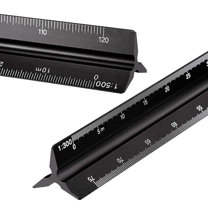 6 Pcs Triangular Ruler Set 12 Inch Engineering Scale Aluminum