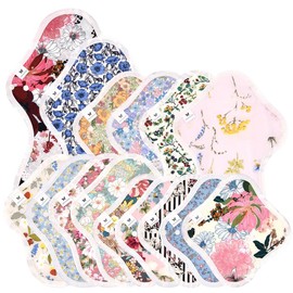 AESET53322-OUT Outlet Products Cloth Napkins, Cloth Liners, Complete Set of 15 | Organic Cotton Sanitary Napkins with Feathers, Integrated Waterproof Cloth & Cloth Liner