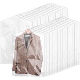 Plastic Clothes Covers Hanging 30Pcs, Mellbree 60 × 90cm Plastic Clothes Bags Hanging, Dry Cleaning Bags, Garment Bags, Dust-proof Garment Protector Covers for Clothes Shirt Jacket Suit Sweater