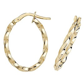 9ct Gold Ladies Hoop Earrings - 21mm*2mm WJS16382