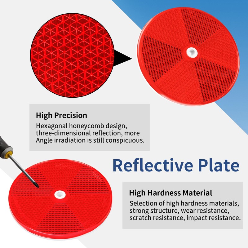 WUSHIXAN 10 Pack Red Screw on Round Reflectors for Mailbox,