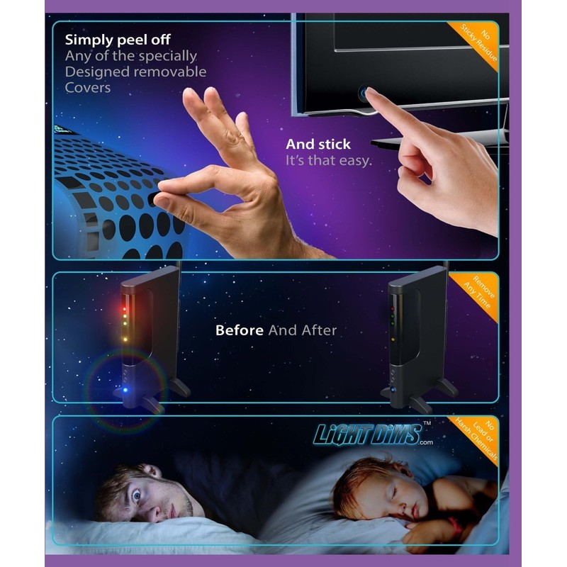 LIGHTDIMS Original Strength - LED dimming Covers for Routers, Electronics