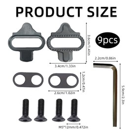 9 Pcs Cleats for Cycling Shoes, Premium SPD Cleats for Cycling Shoes, Durable Metal, Compatible with MTB & Road Pedals, Durable, Anti-Slip, High-Performance Pedal, Black