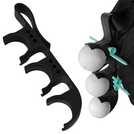 CYUXING 2 in 1 Golf Ball Tee Holder Quick Release Collector with Hook, Golf Accessories Portable Versatile Men Women for Club Bag Black (Holds 3 Balls / 6 Tees)