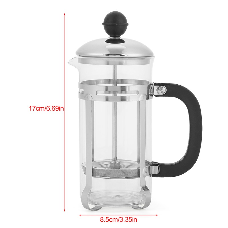350ml Stainless Steel Glass Hollow Cafetiere French Filter Tea Coffee