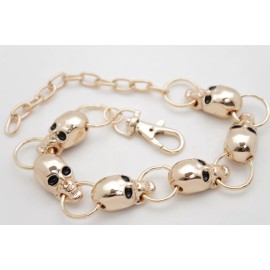 Alwasytyle4you Women Fashion Gold Metal Chain Boot Bracelet Shoe Skulls Skeletons Strap Charms