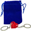ZARAMI (2 Heart Keychain Set & blue pouch) for Couples