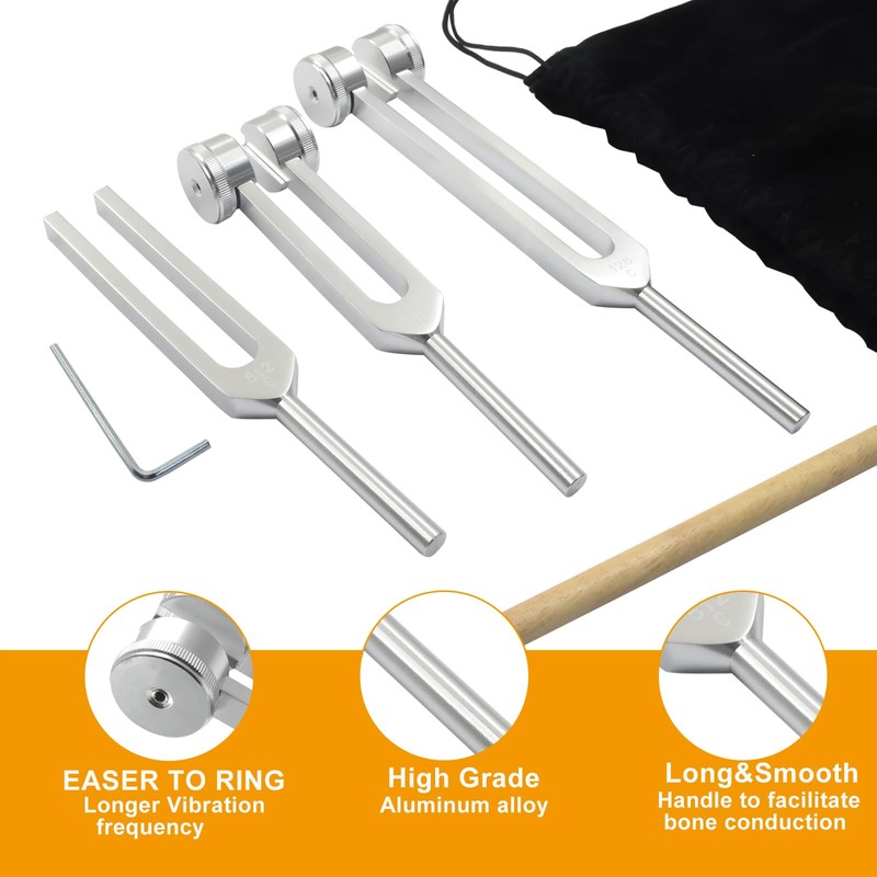 3 Pack Tuning Fork Set (128Hz, 256Hz, 512Hz)