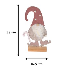 Decorative Christmas Gnome with Beard, Christmas Gnome for Hanging, Gnome Santa Claus for Standing, Gnome Christmas Decoration (1, with Wooden Base and Hat with Dots)