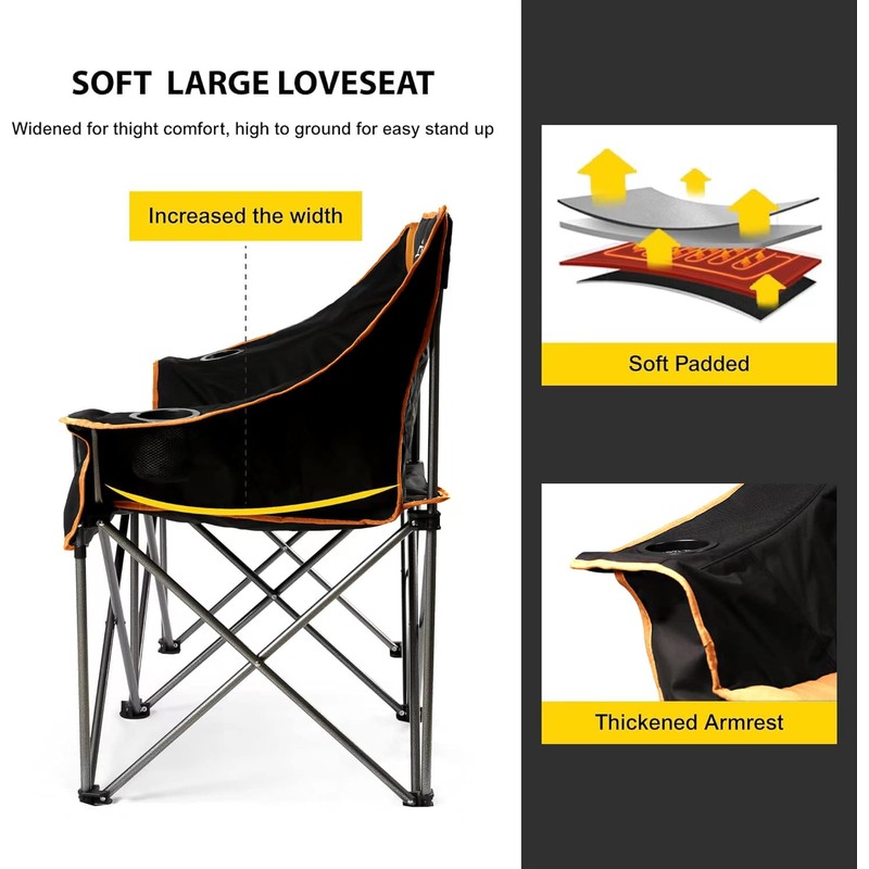 FAIR WIND Oversized Fully Padded Camping Chair Folding Loveseat Camping