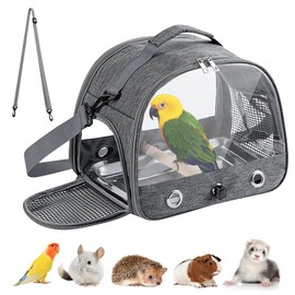 Vogel-Tragetasche, Tragbarer Vogelkäfig, Papageien-Trage-Reisetasche Für Papageien, Sittiche, Kleintiere für Reisen, Wandern, Camping, mit Stehstange Und Edelstahl-Tablett