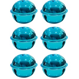 Charmed Large Size Christmas Star Cutout Jingle Bell Ornament 3" Pack of 6 (Metallic Turquoise Blue)