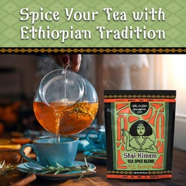 Brundo Ethiopian Spice Company Shai Kimem | Traditional Ethiopia Tea Spice Blend | Crafted and Imported from Ethiopia | Mix of Cinanmon, Green Cardamon and Clove | Steep in water and Strain to Serve