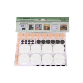 OSMA Furniture Gliders, Round, 124 Assorted Gliders, 1 - 4 cm, 3 Colours