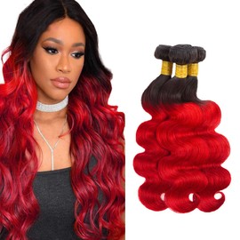 Red Bundles Human Hair Ombre Body Wave 3 Bundles 22 24 26 inch CnumGunm Unprocessed Brazilian 1B/Red Human Hair Bundle