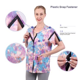 Post Shoulder Surgery Mastectomy Shirt Rehabilitation Shirt with Drainage Management Pocket Shoulder snap Unisex 07L