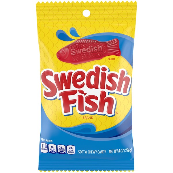 SWEDISH FISH Dulces suaves y masticables, 8 onzas