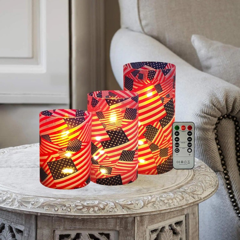 3 Pack Flameless LED Pillar Candles 11-Key Remote Timer Flickering