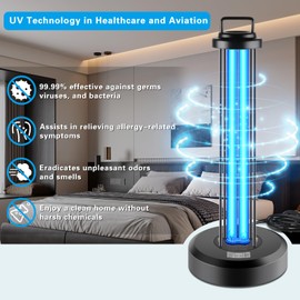 38W UV Light Sanitizer, Ultraviolet Lamp with Remote Control for Home, Office School, Hotel.99.99% UVC Cleaning Portable Lamp,3-Gear Timer 15/30/60 Minutes 110V with Ozone