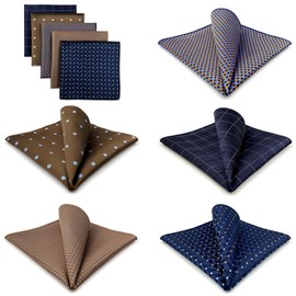 SHLAX&WING 5 Pieces Assorted Mens Silk Pocket Square Handkerchiefs Set Lot 92