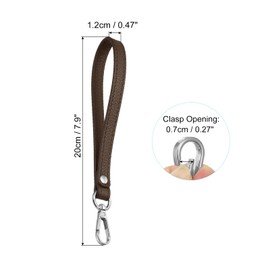 PATIKIL PU Leather Keychain, Key Holder Keyring Strap with Metal Silver Key Ring Lock Anti Lost Clasp for Wallet Purse Clutch, Brown