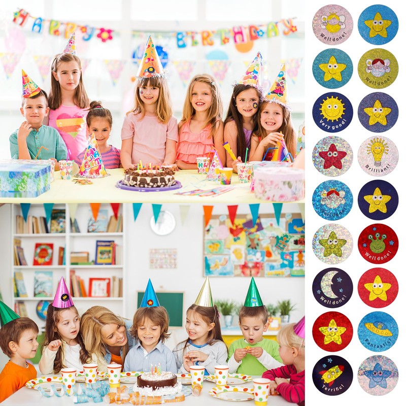 Hybsk Reward Stickers, 25mm Round, Alien Stars, 180 Sheets, Cute,