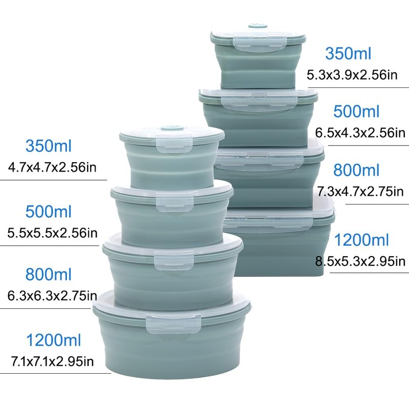 K HOME VT Collapsible Silicone Food Storage Container Set (BLUE)