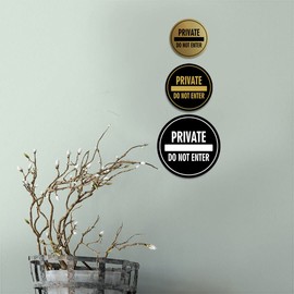 Signos ByLITA Circle Private Do Not Enter - Letrero (negro) - Grande