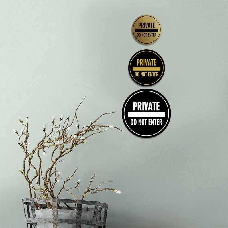 Signos ByLITA Circle Private Do Not Enter - Letrero (negro)