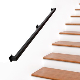 CHONGNI 7FT Stair Railing Indoor, Matte Black Square Tube Handrail, 500lbs Load Capacity, Wall Mounted Stair Railing, Industrial Non-Slip Hand Rails for Indoor Stairs, Bathroom, Loft, Elderly & Kids