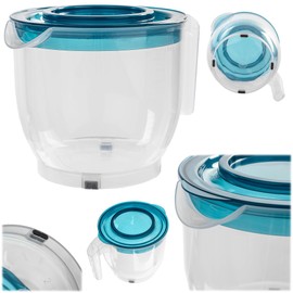 KADAX Measuring Cup, Capacity 2 Litres, Plastic Measuring Jug, Mixing Cup with Lid, Measuring Scale, Millilitres, Gram, Rounded Handle, Spout, Splash Guard, Measuring Jug (Blue)