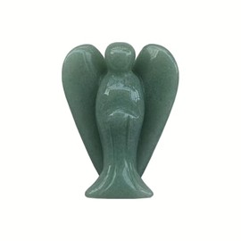 Sunshcat Natural Green Aventurine 1.5 inches Carving Pocket Palm Stone Figurines,Healing Crystal Prayer Guardian Angel Statue Decoration