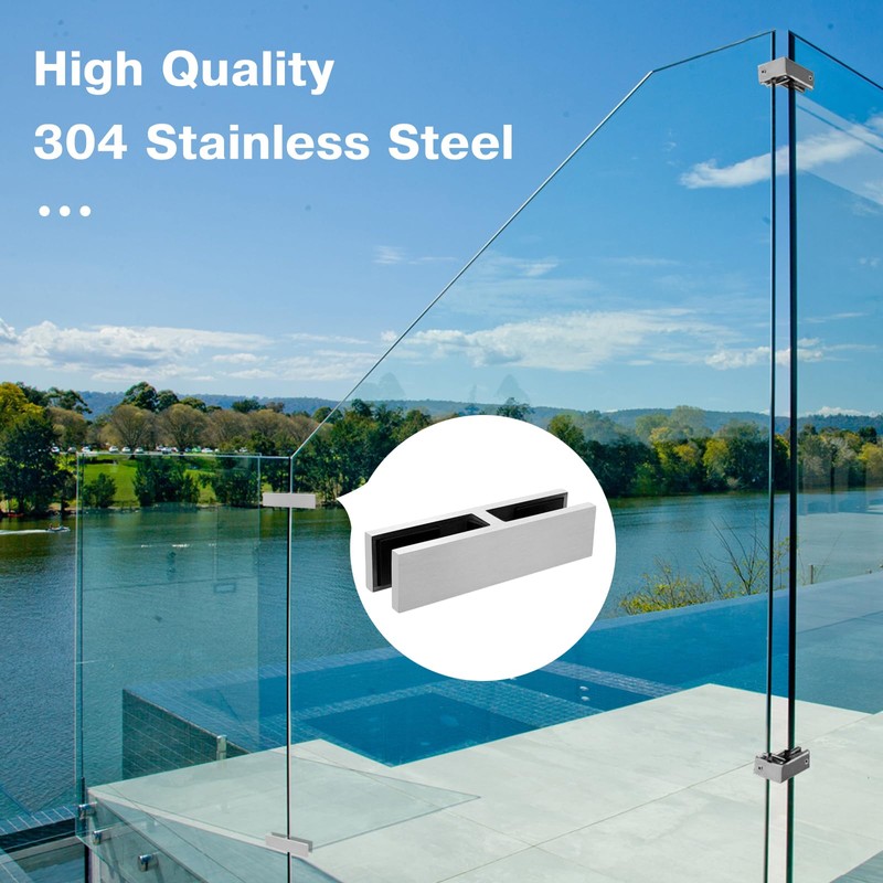 Gyykzz 4 Pack Railing Glass to Glass Clamp, 180 Degree