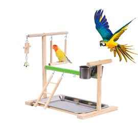 Parrot Toy Bird Perch Stand, Natural Wood Ladder, Gym, Amusement Park, Parakeet, Playground, Athletic, Bird's Nest, Hanging Type, Toy, Tableware, Water Basin, Cage, Ladder, Swing, Bell, Small Bird,