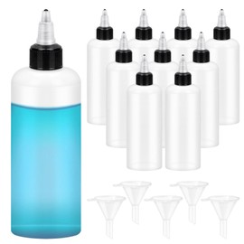 Wokape 15Pcs 100ML Clear Dispensing Bottles, Empty Plastic Squeeze Bottle Kit Contains 10Pcs 4oz Boston Round LDPE Plastic Bottles with Twist Top Cap, 5Pcs Funnels for Kitchen Household Home