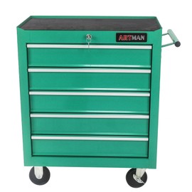 lunhung 5-Drawer Rolling Tool Chest with Wheels & Lockable Drawers, Heavy Duty 220 LBS Capacity Rolling Tool Cart，Workshop Rolled Steel Storage Organizer Tool Box for Warehouse, Garage (Green)