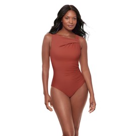 Miraclesuit Women's Swimwear Rock Solid Avra Underwire Tummy Control One Piece Swimsuit, Terra, 12