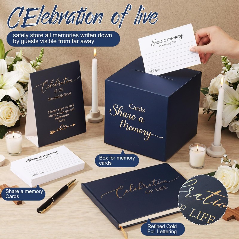 64 Pcs Guest Book Set Funeral Guest Book Memorial Service,