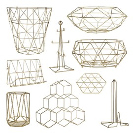 Premier Housewares Vertex Storage Basket - Gold Plated