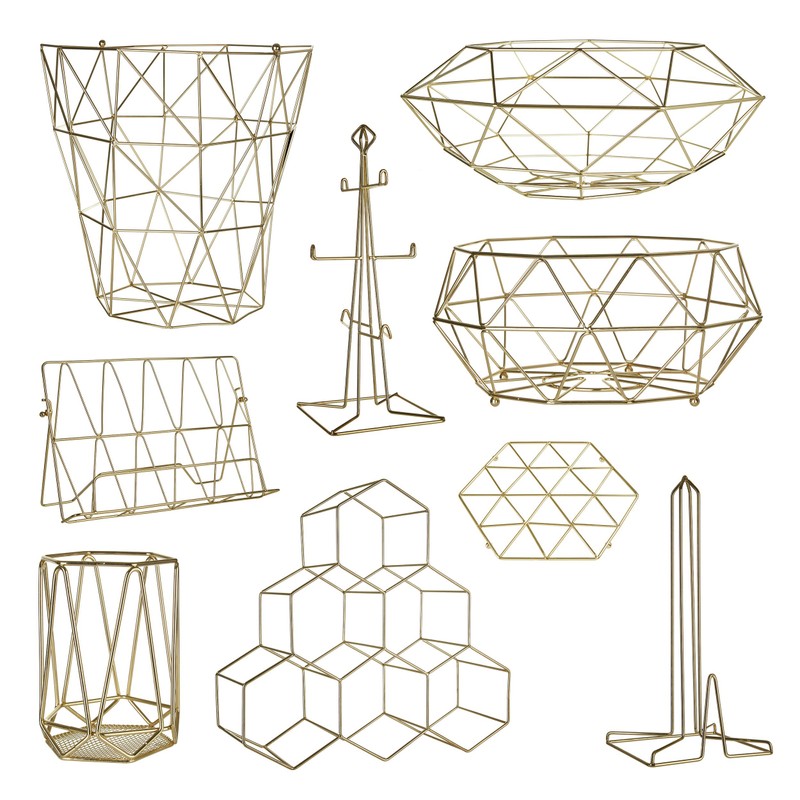 Premier Housewares Vertex Storage Basket - Gold Plated