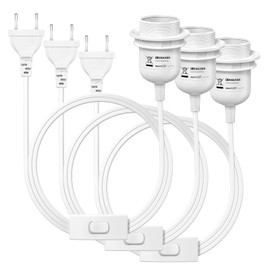 KEAGAR KEAGAR 3 x E27 Lampenfassung mit Schalter mit Stecker, E27 Fassung Schwarz mit 3,5m Kabel Schraubring - Kche, Wohnzimmer und Kinderzimmer - Wei? 002-DengZuo-3pcs-White