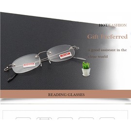 Viseng 2 Pairs Unisex Super Lightweight Rimless Quality Readers Ultra Thin Clear Lenses Frameless Reading Glasses +1.0