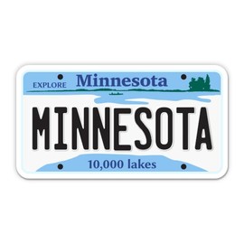 Squiddy Minnesota State License Plate Style - Vinyl Sticker Decal for Phone, Laptop, Water Bottle (3.5" Wide)