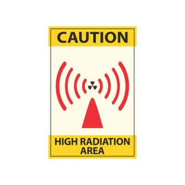 Anne Print Solutions Caution High Radiation Area Stickers Pack of 4 Pcs Size 6 X 9 Inch*