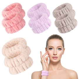 Microfiber Wrist Sweatbands for Face Washing and Spa - 8Pcs Women and Girls Wristbands with Water Guards to Prevent Spilling Down Arms