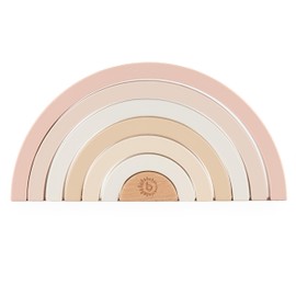 Bieco Rainbow Wooden Deer Ella Stacking Tower Baby Plug-In Game Wooden Rainbow Montessori Rainbow Decorative Stacking Tower from 1 Year Wooden Rainbow Children Stacking Stones Baby Stacking Tower